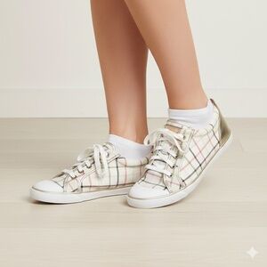 COACH  Barrett Tattersall Beige Gold Low-top Sneakers US Sz 9B